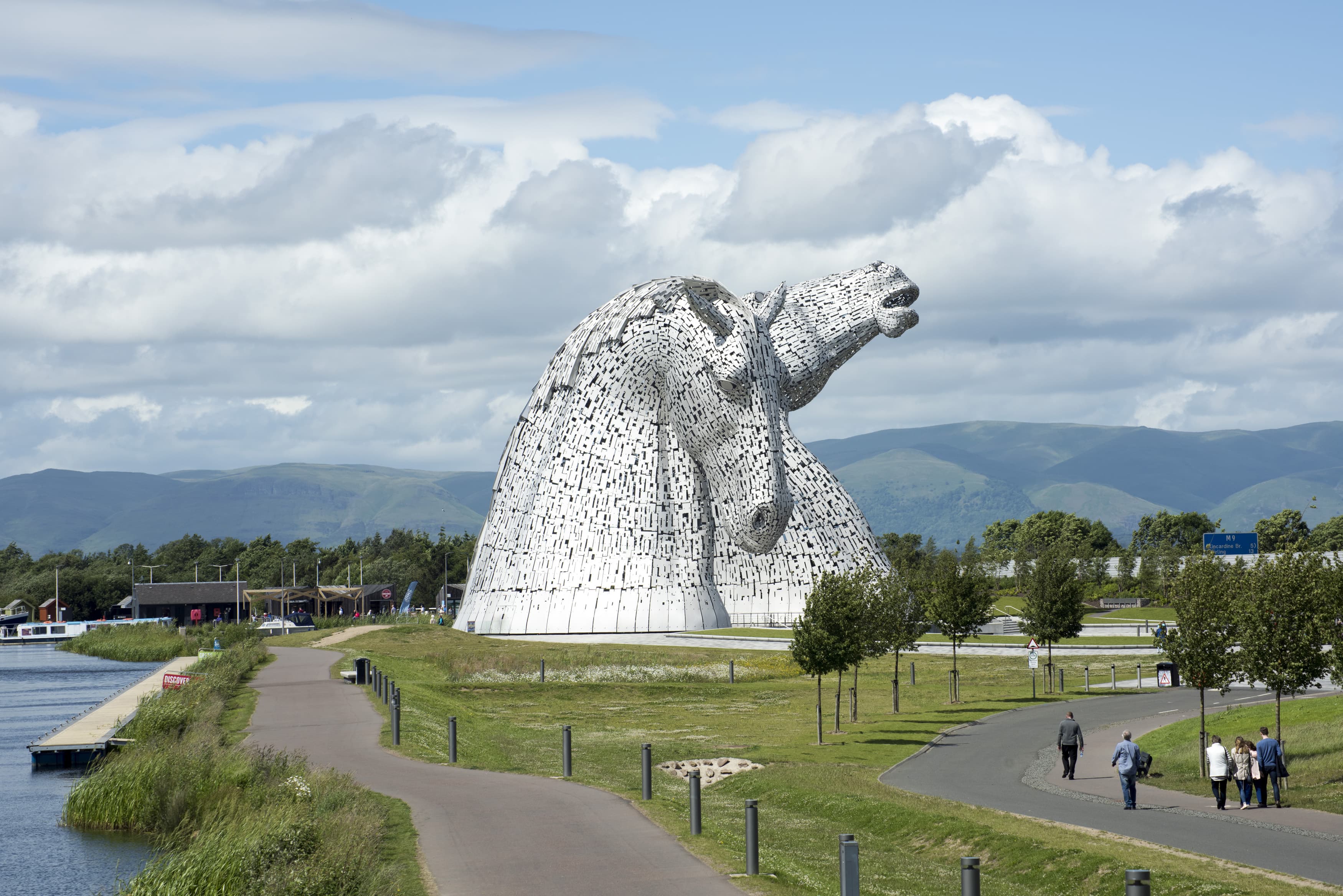 Solar panel installation in Falkirk with view of the Kelpies